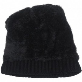 Skullies & Beanies Women's Winter Beanie Warm Fleece Lining - Thick Slouchy Cable Knit Hat - Black - CE12N2LLWWT $8.83