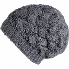 Skullies & Beanies Cable Knit Slouchy Chunky Oversized Soft Warm Winter Beanie Hat - Gray - CK186Q9U0WH $10.56