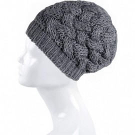 Skullies & Beanies Cable Knit Slouchy Chunky Oversized Soft Warm Winter Beanie Hat - Gray - CK186Q9U0WH $10.56