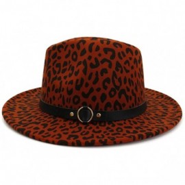 Fedoras Women's Wide Brim Felt Fedora Panama Hat with Leopard Belt Buckle - Z-camel - CC1935W05GD $29.34
