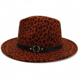 Fedoras Women's Wide Brim Felt Fedora Panama Hat with Leopard Belt Buckle - Z-camel - CC1935W05GD $11.43