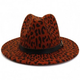 Fedoras Women's Wide Brim Felt Fedora Panama Hat with Leopard Belt Buckle - Z-camel - CC1935W05GD $11.43