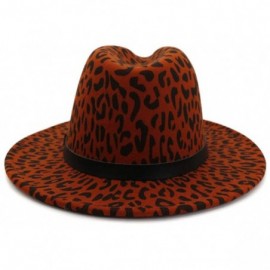Fedoras Women's Wide Brim Felt Fedora Panama Hat with Leopard Belt Buckle - Z-camel - CC1935W05GD $29.34