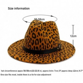 Fedoras Women's Wide Brim Felt Fedora Panama Hat with Leopard Belt Buckle - Z-camel - CC1935W05GD $29.34