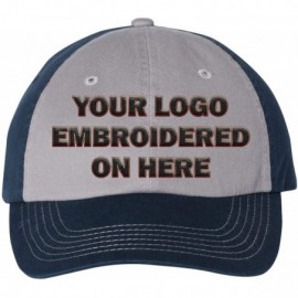 Baseball Caps Custom Dad Soft Hat Add Your Own Embroidered Logo Personalized Adjustable Cap - Grey / Navy - CD1953WKA38 $26.18