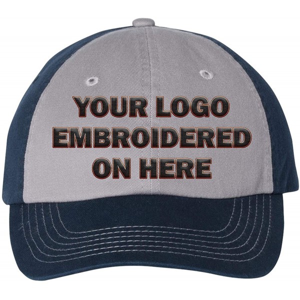 Baseball Caps Custom Dad Soft Hat Add Your Own Embroidered Logo Personalized Adjustable Cap - Grey / Navy - CD1953WKA38 $26.18