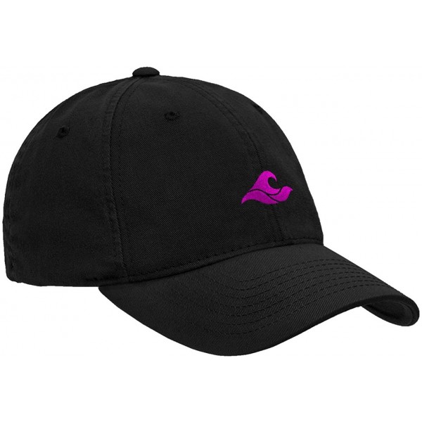 Baseball Caps Soft & Cozy Relaxed Strapback Adjustable Baseball Caps - Black With Pink Embroidered Logo - CU189A5WK4M $14.47