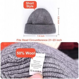 Skullies & Beanies Swag Wool Knit Cuff Short Fisherman Beanie for Men Women- Winter Warm Hats - 2pcs-k-black+black - CT1935K5...