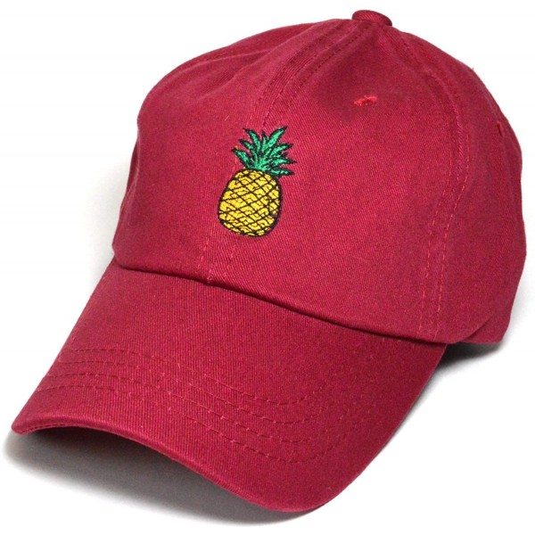 Baseball Caps Pineapple Hat Baseball Cap Polo Style Cotton Unconstructed Hats caps Multi Colors 2 - Burgundy - CF1853S9EO8 $1...