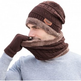 Skullies & Beanies Winter Hat Scarf Gloves Set Skull Cap Neck Warmer and Touch Screen Gloves - Coffee - CI18AI46TY8 $14.99