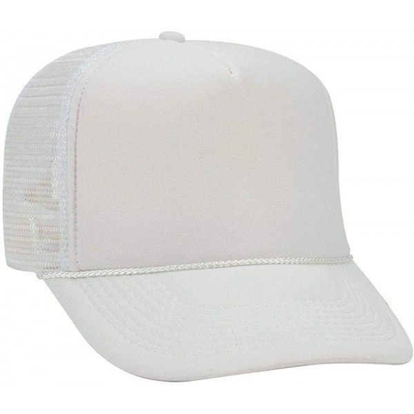 Baseball Caps Polyester Foam Front 5 Panel High Crown Mesh Back Trucker Hat - White - C412EXF1YH7 $14.37