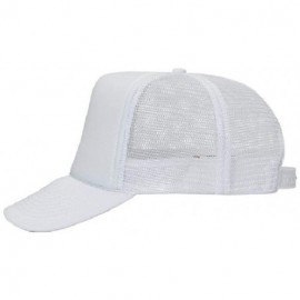 Baseball Caps Polyester Foam Front 5 Panel High Crown Mesh Back Trucker Hat - White - C412EXF1YH7 $14.37