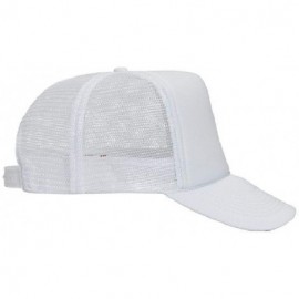 Baseball Caps Polyester Foam Front 5 Panel High Crown Mesh Back Trucker Hat - White - C412EXF1YH7 $14.37