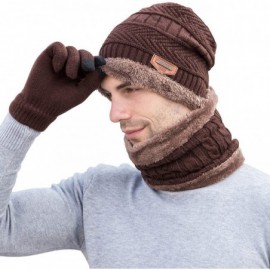 Skullies & Beanies Winter Hat Scarf Gloves Set Skull Cap Neck Warmer and Touch Screen Gloves - Coffee - CI18AI46TY8 $14.99