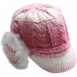 Berets Winter Beret Cap Womens Flower Knit Crochet Beanie Hat Winter Warm Cap - A-pink - CT188N0USZD $14.08