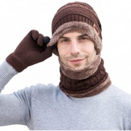 Skullies & Beanies Winter Hat Scarf Gloves Set Skull Cap Neck Warmer and Touch Screen Gloves - Coffee - CI18AI46TY8 $14.99