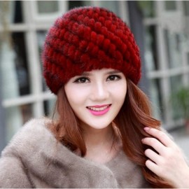 Mink Fur Hat Women Winter Fluffy Knitted Cap Warm Skiing Pineapple Hat FM⊥ 