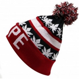 Skullies & Beanies Sk1161 Hype Leaves Pom Pom Beanie Hats - Black/Red - CC11PLASZRF $10.40