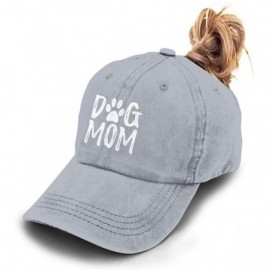 Baseball Caps Unisex Dog Mom Vintage Jeans Adjustable Baseball Cap Cotton Denim Dad Hat - Ponytail Gray - CU18SS95K4U $13.18