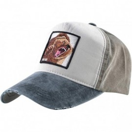 Baseball Caps Unisex Animal Embroidered Baseball Caps Strapback Square Patch Dad Hat - Grey Brown Bear - CL18SSY4M3G $16.98