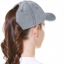 Baseball Caps Unisex Dog Mom Vintage Jeans Adjustable Baseball Cap Cotton Denim Dad Hat - Ponytail Gray - CU18SS95K4U $13.18