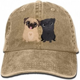Baseball Caps Unisex Pugs Dog Brother Cartoon Cute Washed Dyed Cotton Denim Sport Outdoor Baseball Cap Adjustable One Size Re...