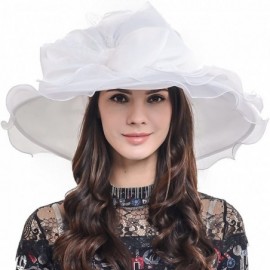 Sun Hats Women Organza Church Dress Kentucky Derby Fascinator Tea Party Wedding Hat - Floral White - CH11ZHNXDGF $31.57