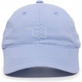 Baseball Caps Oklahoma Map Outline Dad Baseball Cap Embroidered Cotton Adjustable Dad Hat - Light Blue - CR18ZO5SINK $12.20
