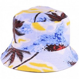 Bucket Hats Packable Reversible Black Printed Fisherman Bucket Sun Hat- Many Patterns - Hawaii Sky Blue - CQ12DAEA4ZX $19.31