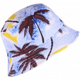 Bucket Hats Packable Reversible Black Printed Fisherman Bucket Sun Hat- Many Patterns - Hawaii Sky Blue - CQ12DAEA4ZX $12.38