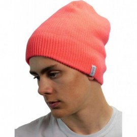 Skullies & Beanies mens the Frena Fine Knit Striped Beanie Hat - Melon - CX18WT98CQ3 $25.87