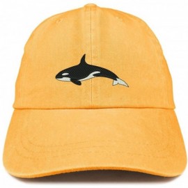 Baseball Caps Orca Killer Whale Embroidered Pigment Dyed 100% Cotton Cap - Mango - C4185LUD9QG $16.74