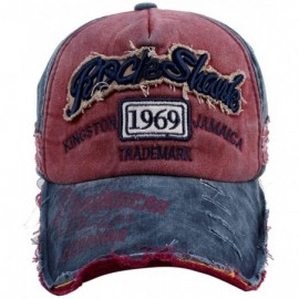 Baseball Caps Washed Cotton Baseball Caps Adjustable Snapback Embroidered Trucker Hat - Dfh110navyburgundy - C0185ZNCRYK $22.31