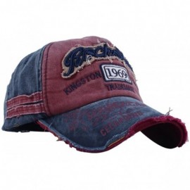 Baseball Caps Washed Cotton Baseball Caps Adjustable Snapback Embroidered Trucker Hat - Dfh110navyburgundy - C0185ZNCRYK $8.81