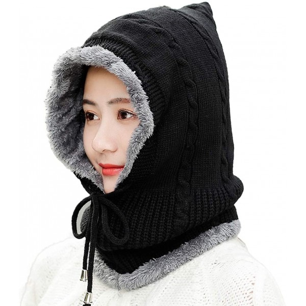 Women Balaclavas Hat Beanie Snow Ski Winter Knit Fleeced Skull Cap Neck ...