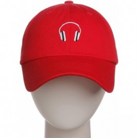 Baseball Caps Embroidery Classic Cotton Baseball Dad Hat Cap Various Design - Headphone Red - C312N60ETDP $11.12