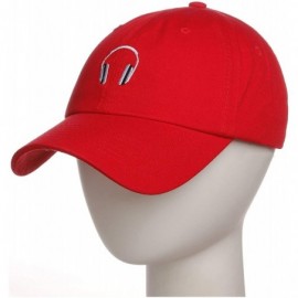 Baseball Caps Embroidery Classic Cotton Baseball Dad Hat Cap Various Design - Headphone Red - C312N60ETDP $11.12