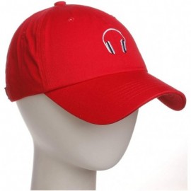 Baseball Caps Embroidery Classic Cotton Baseball Dad Hat Cap Various Design - Headphone Red - C312N60ETDP $11.12