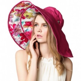 Sun Hats Womens Wide-Brimmed Bowler Hat Brim Foldable Sunscreen Beach Sun Hat - Pink - CD185GSX09U $37.27