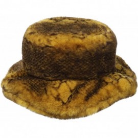 Bucket Hats Women's Snakeskin Print Faux Fur Bucket Hat Winter Warmer Fisherman Cap - Yellow - CW18X52L6GE $13.58