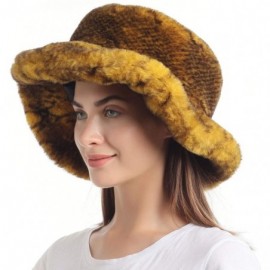 Bucket Hats Women's Snakeskin Print Faux Fur Bucket Hat Winter Warmer Fisherman Cap - Yellow - CW18X52L6GE $13.58