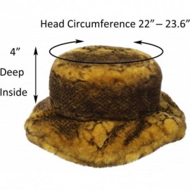 Bucket Hats Women's Snakeskin Print Faux Fur Bucket Hat Winter Warmer Fisherman Cap - Yellow - CW18X52L6GE $13.58