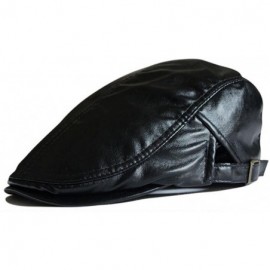 Newsboy Caps FASHION Men Womens Duckbill Ivy Cap Golf Driving Flat Cabbie Newsboy Beret Hat Leather Solid Color - Style1 Blac...