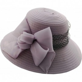 Sun Hats Women's Derby Cloche Hat Organza Church Wedding - Lilac/Black - C518QOGDLRG $28.07