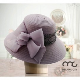 Sun Hats Women's Derby Cloche Hat Organza Church Wedding - Lilac/Black - C518QOGDLRG $28.07