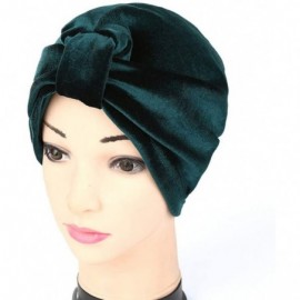 Skullies & Beanies Women Indian Style Velvet Turban Hat Bandana Chemo Head Wrap Muslim Headscarf (Green-2) - Green-2 - CH18LM...