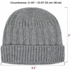 Skullies & Beanies Men's Wool Blend Knit Beanie- Soft & Warm Velour Fleece Lined - Stripe Stitch - Light Gray - CO12MAN6A2G $...