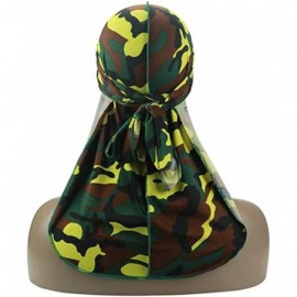 Skullies & Beanies Unique Style Men-s Camo Durag 360- 540-720 Waves Extra Long Tail Wide Straps Silky Du-RAG - Green-1 - C218...