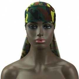 Skullies & Beanies Unique Style Men-s Camo Durag 360- 540-720 Waves Extra Long Tail Wide Straps Silky Du-RAG - Green-1 - C218...