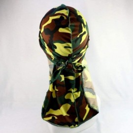 Skullies & Beanies Unique Style Men-s Camo Durag 360- 540-720 Waves Extra Long Tail Wide Straps Silky Du-RAG - Green-1 - C218...